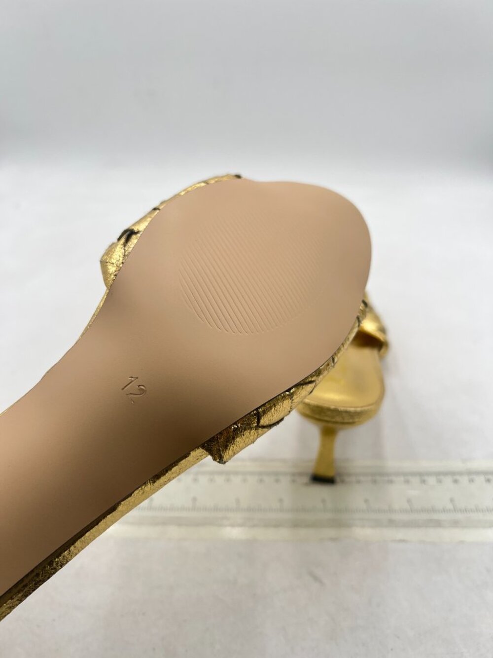 Ydn Gold Open Toe Checkered Pretty High Spool Heels Slide Sandals Slip On Mules View 6